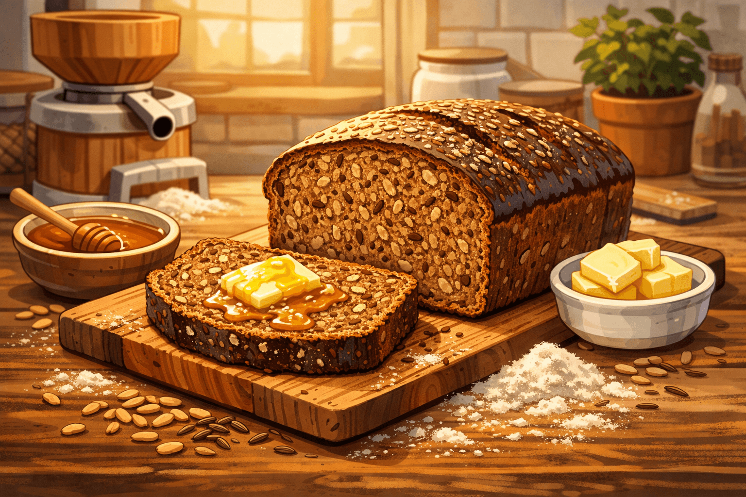 Enriched rye and wholemeal bread recipe